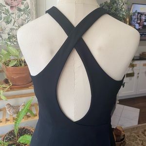 Unique vintage dress black tie at front wrap on the back